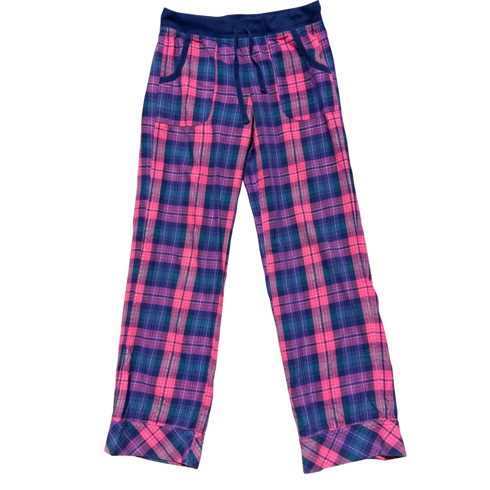 Victoria's Secret Pink Purple Plaid Pajama Pants Metallic Shimmer XS PJ Bottoms